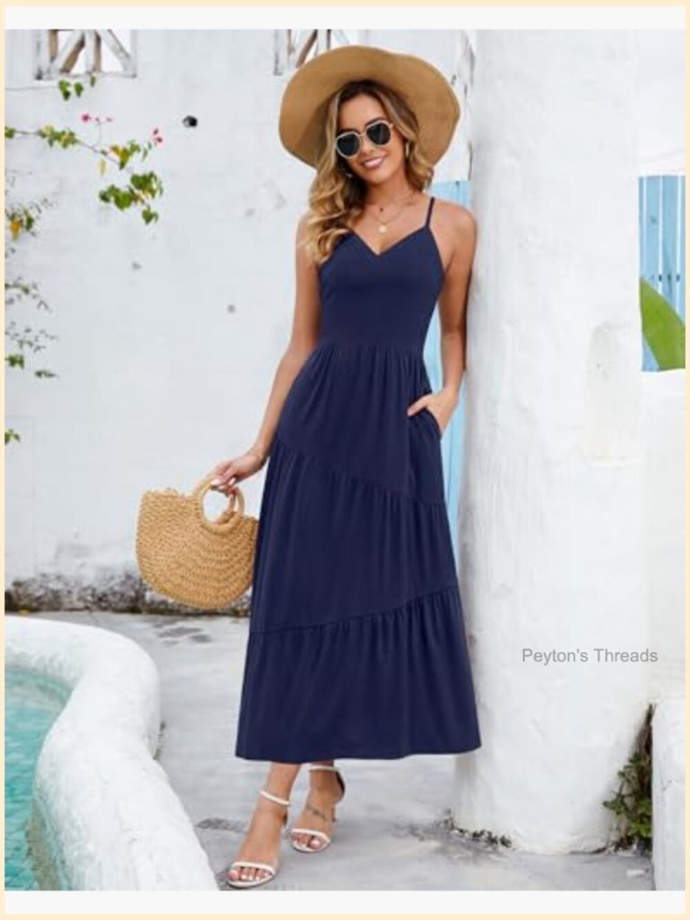 Sleeveless Spaghetti Strap Maxi Sundress with Pockets - Picture 2 of 7